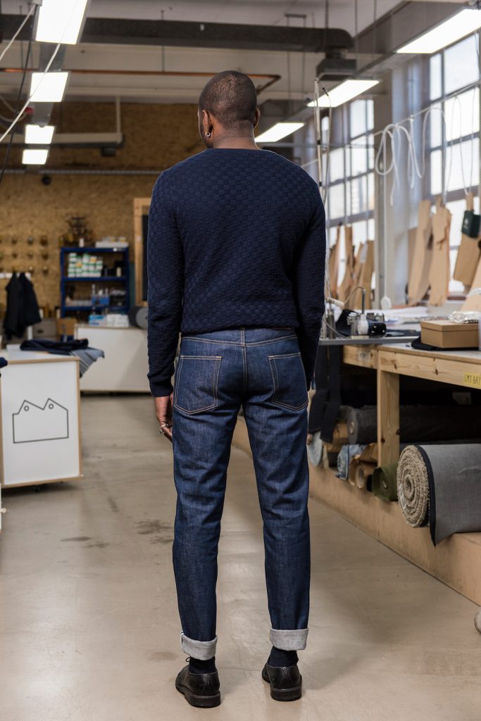 E5 Relaxed Tapered Jean 14.5 oz Organic Back Lifestyle